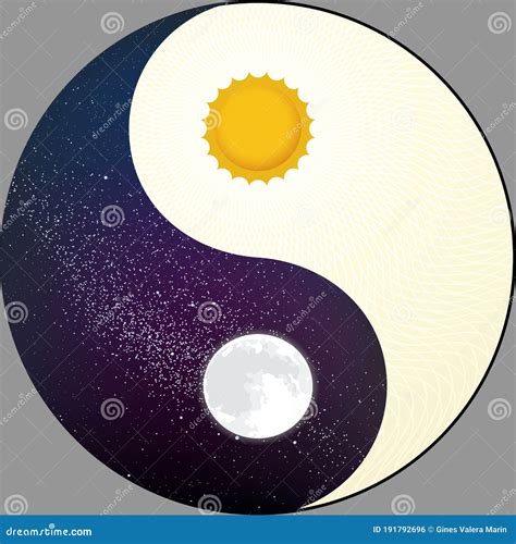 Cosmological Yin Yang With Sun And Moon Night And Day Stock Vector