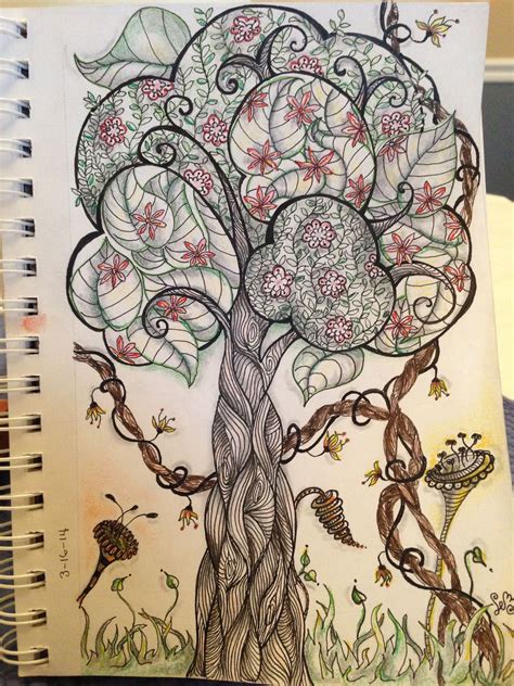 Whimsy Tree Zentangle Patterns Doodle Art Art