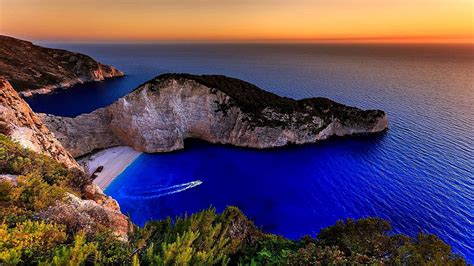 greece, beach, sun, sunset, navagio beach, blue water, sea, summer ...