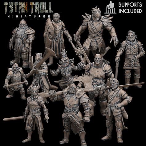 3D Printable DnD Heroes Fighters Male Bundle Pre Supported By