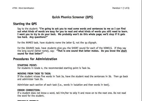 Quick Phonics Screener