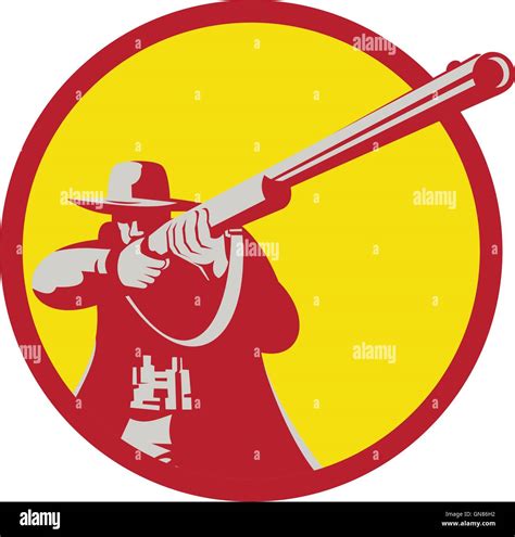 Hunter Aiming Shotgun Rifle Circle Retro Stock Vector Image Art Alamy