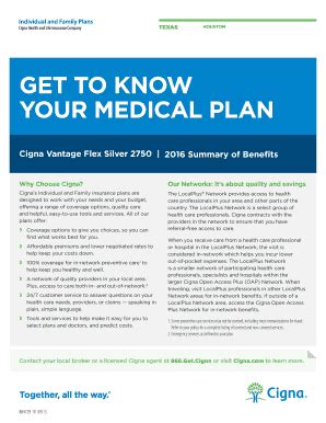 Fillable Online GET TO KNOW YOUR MEDICAL PLAN Cigna Vantage Flex Silver