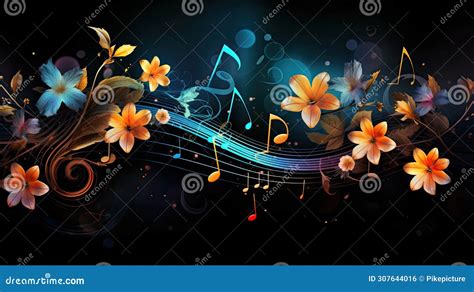 Rhythm Music Notes With Flowers Stock Illustration Illustration Of