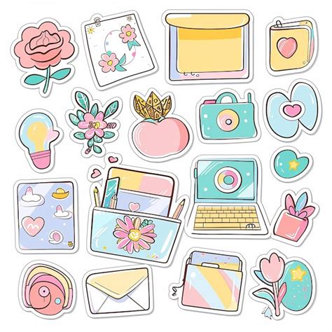 Premium Photo Cute Laptop Planner Sticker Set