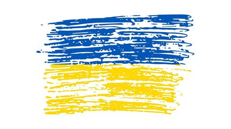 Ukrainian national flag in grunge style. Drawn by pen flag of Ukraine ...