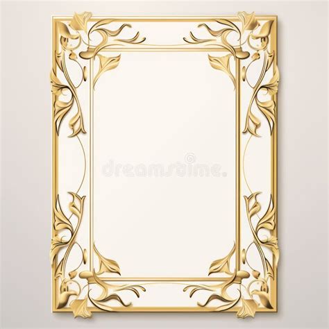 Quadro Decorado a Ouro Sobre Fundo Branco Ilustração Stock Ilustração