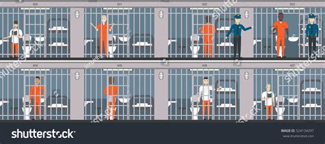 Life Jail Set Prisoners Behind Bars Stock Vector Royalty Free