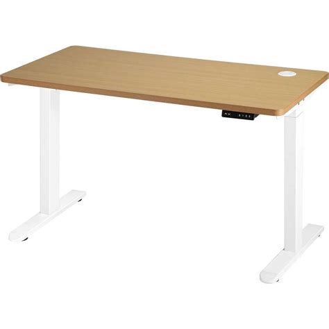 Oikiture 150cm Electric Standing Desk Dual Motor White Frame Oak