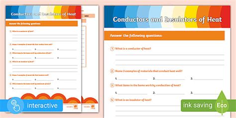 Conductors And Insulators Of Heat Activity Sheet Twinkl