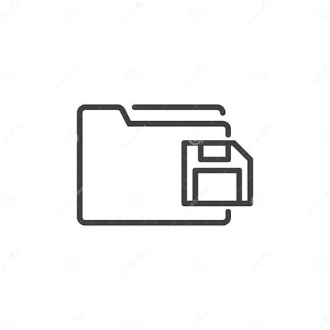 Save Folder File Line Icon Stock Vector Illustration Of Outline