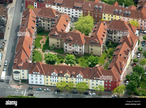 Aerial view Osterfeld Rheinische Straße apartments indoor garden