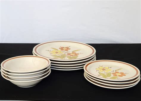 RETRO Dinnerware Set Autumn Collection Stoneware Wheat - Etsy