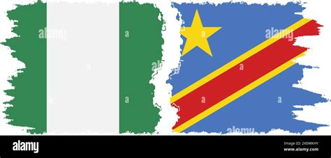 Congo Kinshasa And Nigeria Grunge Flags Connection Vector Stock