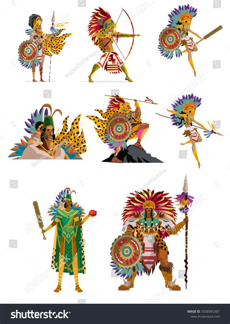 Aztec Warriors Collection Stock Vector Royalty Free 1038565387