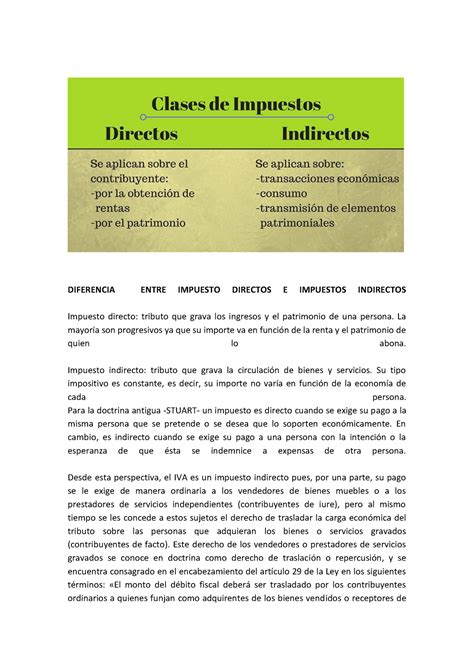 Apoyo Foro Impto Directo Diferencia Entre Impuesto Directos E