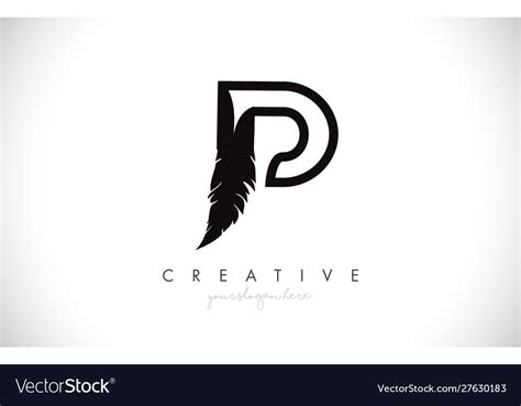 P Feather Letter Logo Icon Design Royalty Free Vector Image