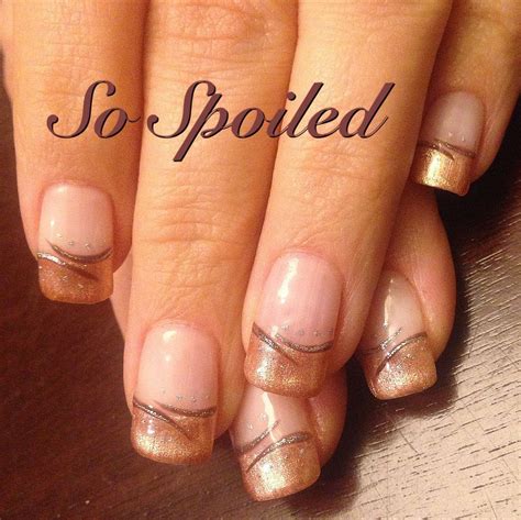 Bio Sculpture Gel Nail Art Design Rose Gold French With Autumn Tip Designs French Tip Nail