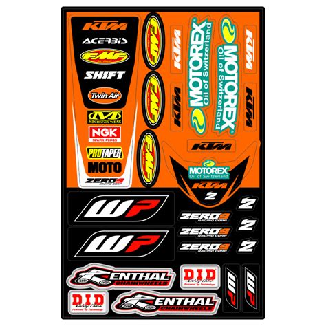 Planche De Stickers Universel KTM FX MOTORS