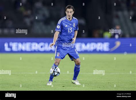 Bari, Italy. 14th Oct, 2023. Italian's defender Matteo Darmian controls ...