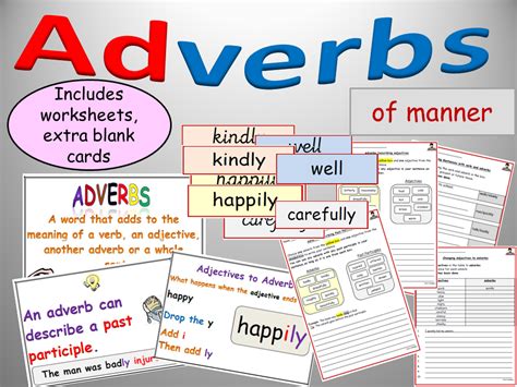 Adverbs Of Manner Display Worksheets Activities On Adverbs Adverb