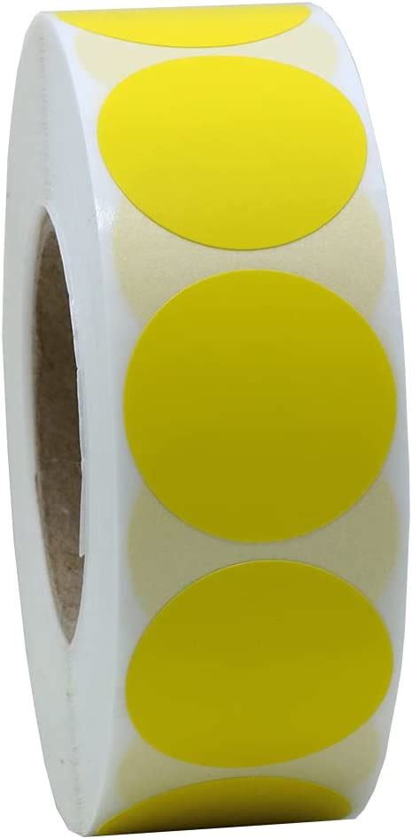 Hybsk Color Coding Dot Labels Inch Round Natural Paper Yellow