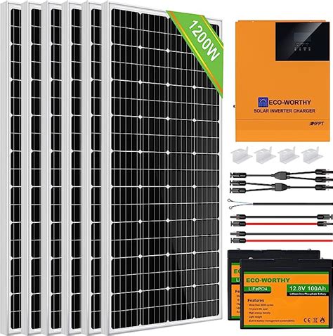 Eco Worthy W Solar Power Kit For Off Grid Living Kwh Power Pcs