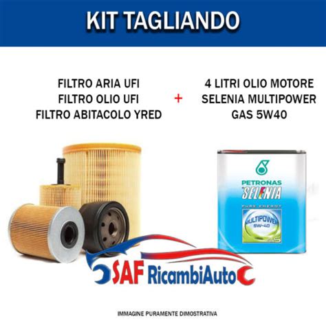 KIT TAGLIANDO FILTRI UFI 4LT OLIO SELENIA GAS FIAT DOBLO 1 4 88KW 120CV