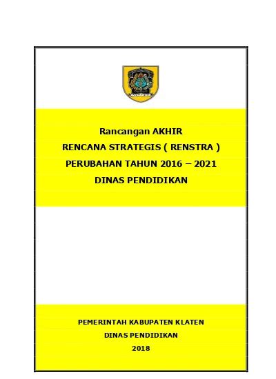 Rancangan AKHIR RENCANA STRATEGIS RENSTRA PERUBAHAN TAHUN DINAS