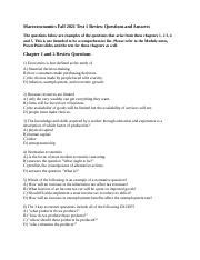 Macroeconomics Fall 2021 Test 1 Review Questions And Answers Docx