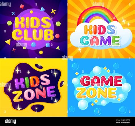 Kids Zone Backgrounds Game Zone Banner Set Vector Play Zone And Area