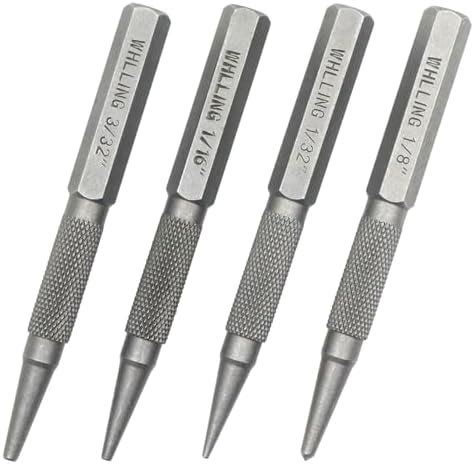 WHLLING 4 Piece Nail Setter Punch And Center Punch Set Heat Treated