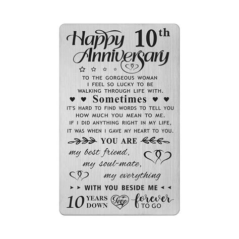 FALOGI 10th Anniversary Card Gifts for Wife, Happy 10 Year Anniversary