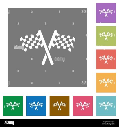 chequered flags flat icons  simple color square backgrounds stock
