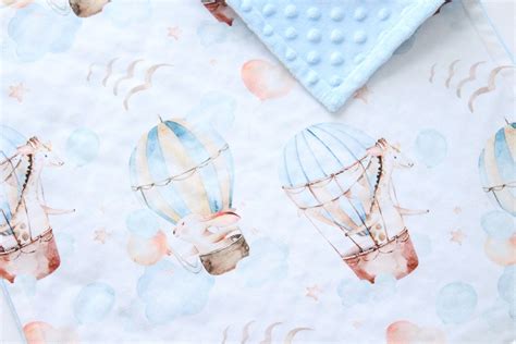Hot Air Balloon Baby Blanket Bunny Personalized Blanket Giraffe Minky