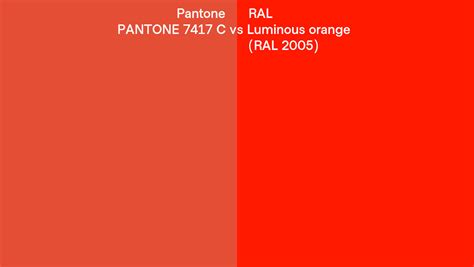 Pantone 7417 C Vs Ral Luminous Orange Ral 2005 Side By Side Comparison