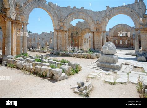 Remains of the pillar of Saint Simeon Stylites, Church of Saint Simeon ...