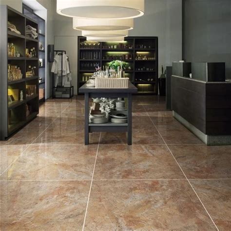 Buy Inkjet Polished Glazed Khaki Brown Marble Tile Floor Ceramic Tiles