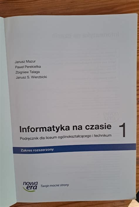 Informatyka na czasie 1 Podręcznik LO TECH KL 1 Warszawa Kup teraz