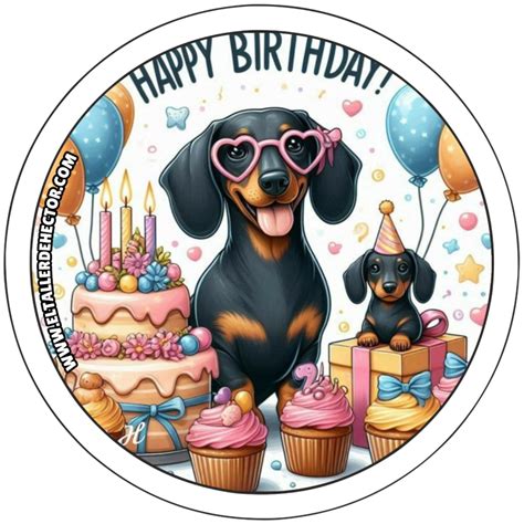Toppers de Cumpleaños Perro Salchicha - El Taller de Hector