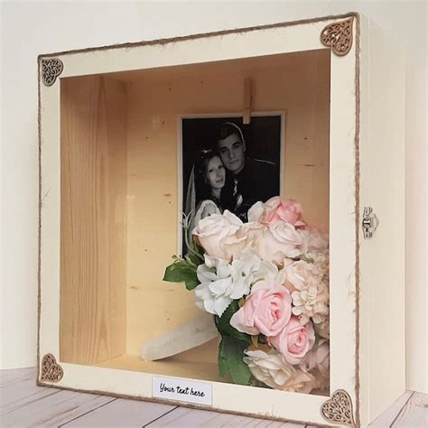 Empty Large Extra Deep Wooden Shadow Box Frame With Glass Door Memory