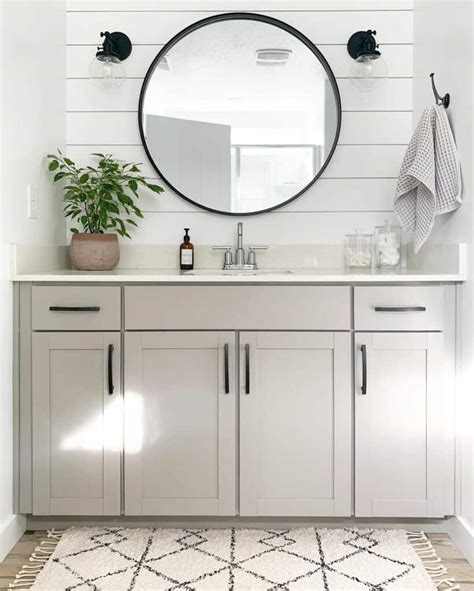 Gray Farmhouse Bathroom With White Shiplap Soul Lane