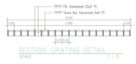 grating section details   autocad drawing