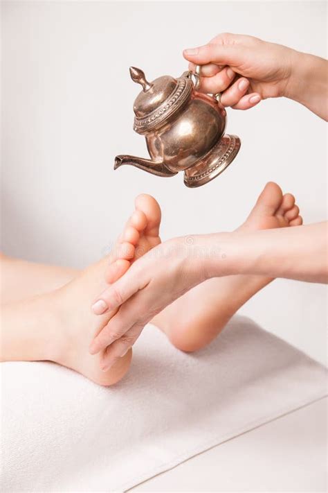 Ayurvedic Oil Foot Massage Stock Photo Image Of Hands