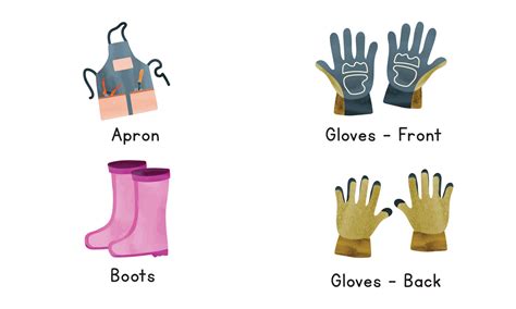 Gardening Tools Watercolor Painting Garden Apron Gloves And Boots