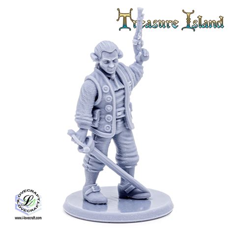 Captain Smollett (Treasure Island 3D print, resin) | Simtasia