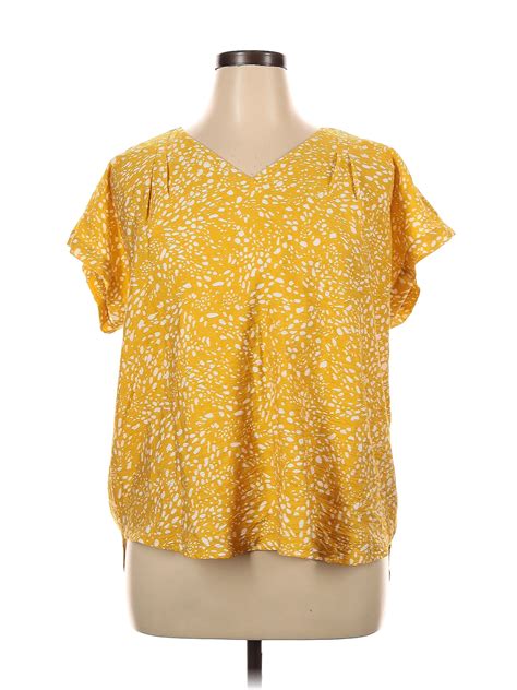 Simply Vera Vera Wang Yellow Short Sleeve Blouse Size Xl 52 Off