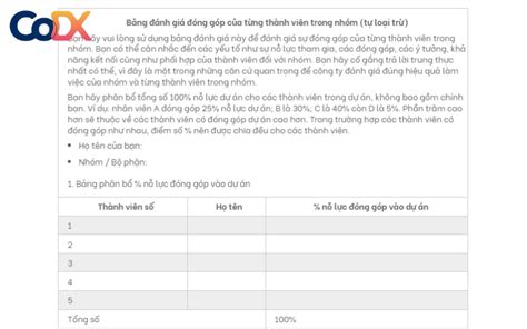 Bảng đánh giá làm việc nhóm chi tiết chính xác Tải mẫu