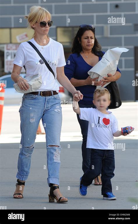January Jones And Son Xander Out And About In Los Angeles Featuring