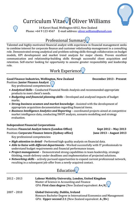 New Zealand Cv Template